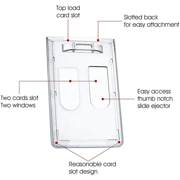 Hard Plastic Badge ID Card Holder Lanyard Business Work Pouch Double Side