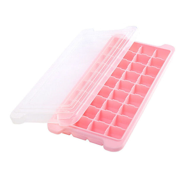 2pcs 36 Grids Silicone Ice Cube Tray With Lid Mold Maker Tool Mould Container