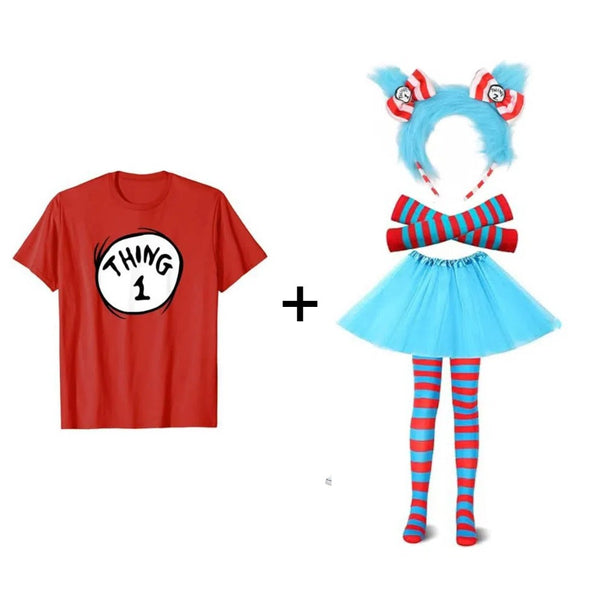 Cat in the Hat Costume Kids – Thing 1 Thing 2 Dr Seuss Book Week Outfit Set