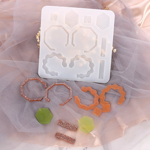 2PCS Silicone Resin Jewellery Mould Set – DIY Earring & Pendant Casting Moulds