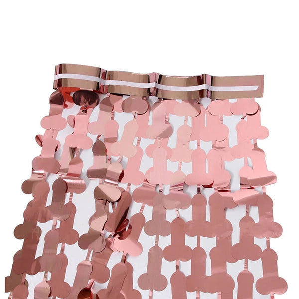 Willy Tinsel Curtain Rose Gold Metalic BackDrop 1m x 2m Hens Party Penis Decor