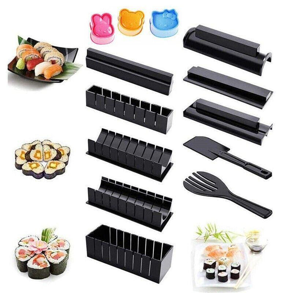 13PCS DIY Sushi Maker Making Kit Rice Roller Mold Set for Beginners Kitchen Tool