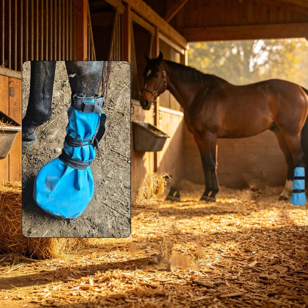 Horse Hoof Soaking Boot Waterproof Equine Leg Cover Adjustable Stable Gear