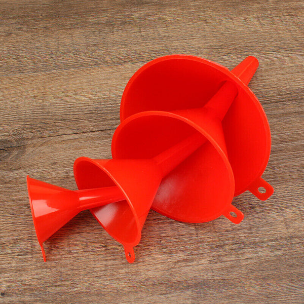 8Pcs Red Medium Liquid Plastic Funnel kitchen Funnel Set Variety Large Small AUS