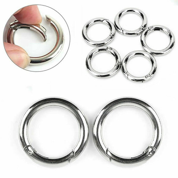 20PCS Round Snap Clip Hook Mini Carabiner Keychain Keyring Bag Connector Ring AU