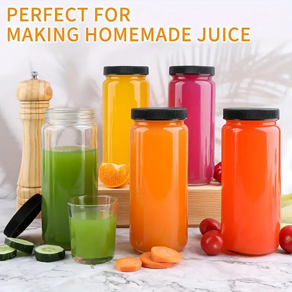 8PCS Glass Juice Bottle Set – Reusable Beverage Storage Containers