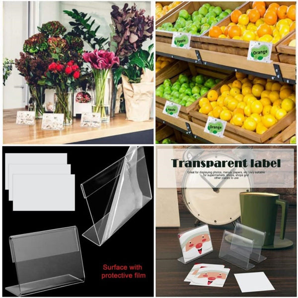 20PCS Acrylic Sign Display Holder Label Price Name Card Tag Shop Stand Sign AUS