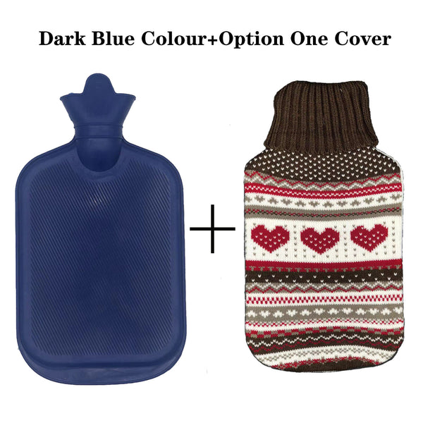 2L Hot Water Bottle Winter Warm Natural Rubber Bag Relaxing Warmer and COVER