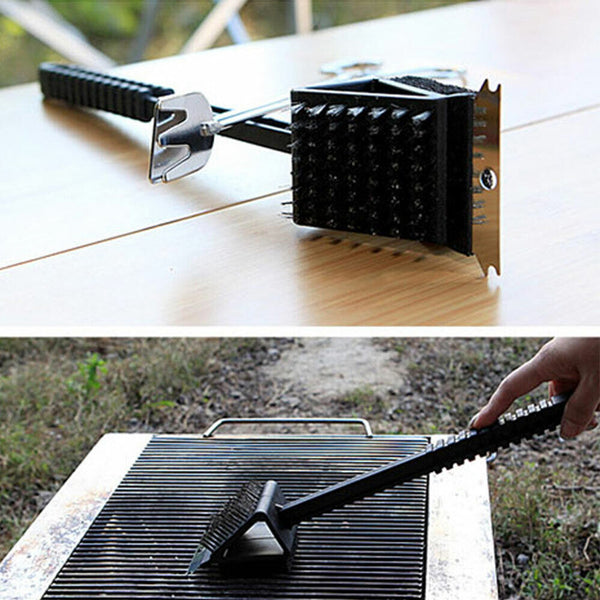 3 in 1 Cleaner Cleaning Handled Tool Long Scraper BBQ Grill Barbecue Brush
