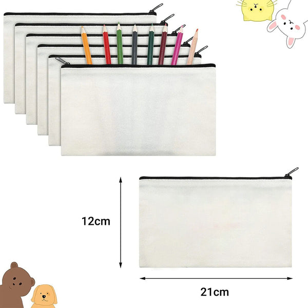 10x Canvas Makeup Bags Canvas Zipper Pouch Bags Pencil Case Blank DIY Craft NEW