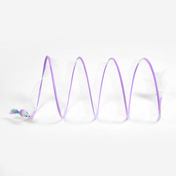 Folded Cat Tunnel Interactive Toy Spiral Tunnel Balls Mouse Feather Kitten Toys