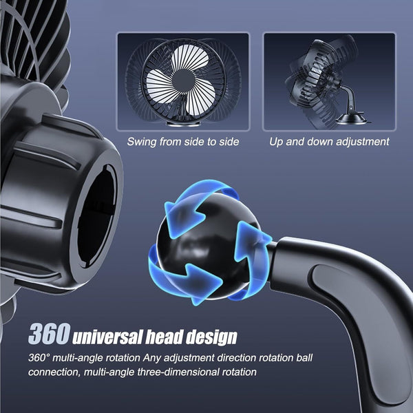 12V Car Fan Portable USB Vehicle Truck 360° Rotatable Auto Cooling Cooler Fan