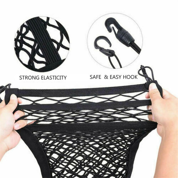 3PCS Car Storage Net Elastic Mesh Pocket Organiser Cargo Trunk Seat Storage Bag