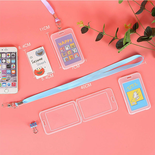 12pcs Quality Vertical Clear Card ID Holder Sleeve Office Name Tag Pass lanyard
