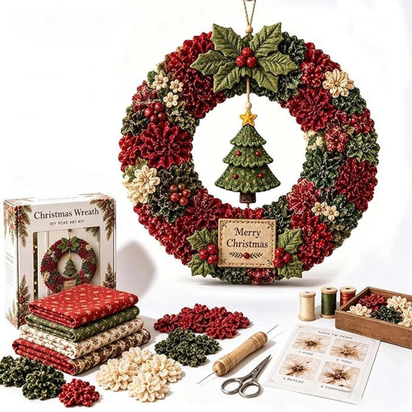 3D Fabric Poke Wreath DIY Kit Christmas Handmade Wreath Craft Set Party Decor