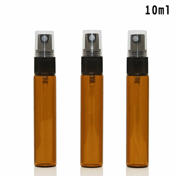 10PCS 10ML Amber Glass Essential Oil Spray Roller Bottle Mist Sprayer Containers