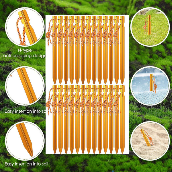 8PCS 18cm Aluminum Alloy Outdoor Camping Trip Tent Peg Christmas Gift Tools AU