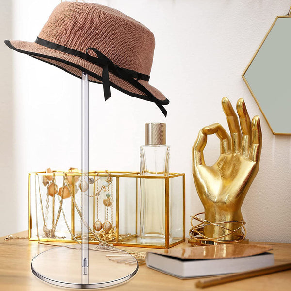 2PCS Acrylic Hat Pedestal Stand Wig Display Holder Storage Rack Caps Organizer