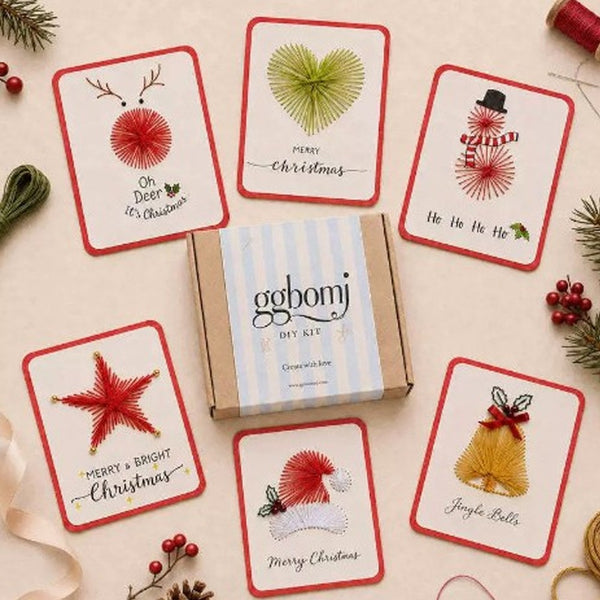 6PCS DIY Hand Embroidery Christmas Thread Cards Stitching Craft Kit