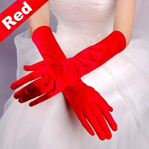 Ladies Long Satin Gloves Opera Costume Bridal Party Prom Wedding Womens Classic