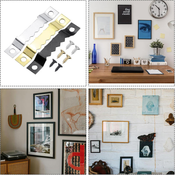 100Sets Sawtooth Picture Frame Hangers Oil Hanging Wall Hooks + Screws Black AU