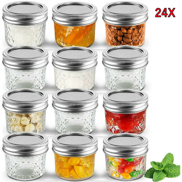 12 PCS Glass Jars with Lid Small Food Candy Storage Mason Jam Bottle Containe