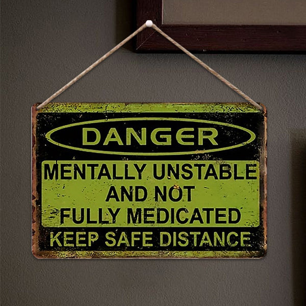 2pcs Wooden Wall Sign Plaques 30x18cm | Funny Keep Safe Distance Vintage Wall Decor