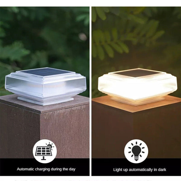 Garden Square Pool LED Light Solar Warm Light Fence Post capital Lamp Waterproof