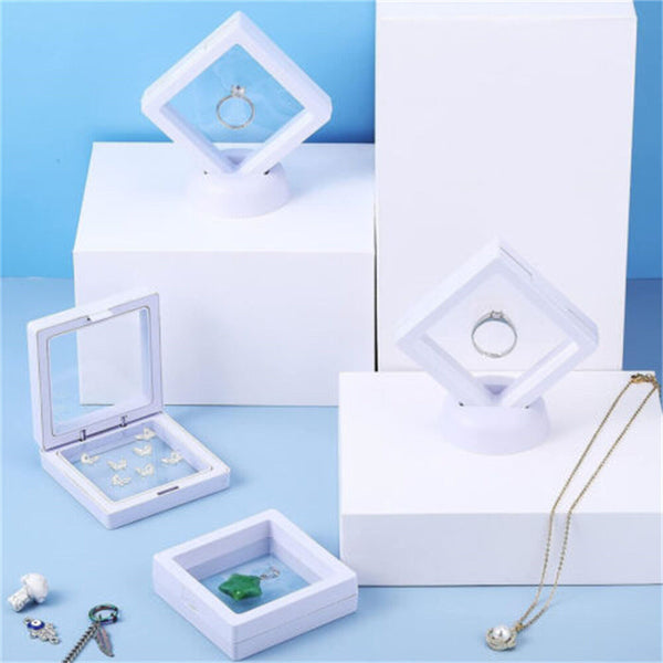 6pcs 3D Floating Coin Display Frame Holder Box Case W/ Black Stand Set 9x9cm AUS