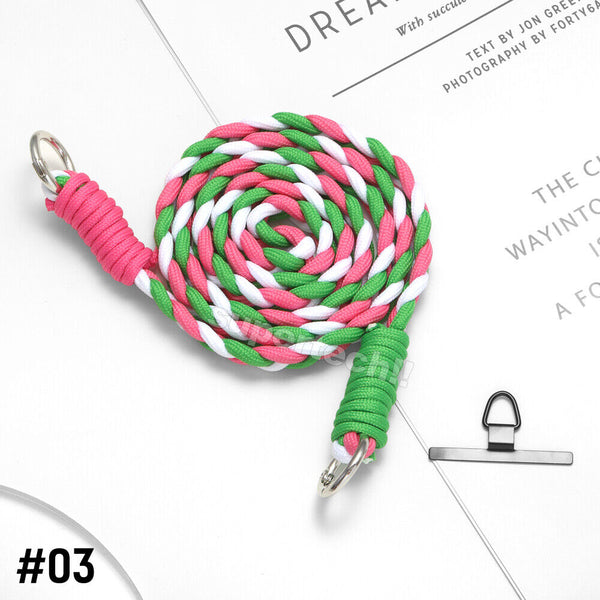 Braid Mobile Phone Lanyard Strap Hanging Neck Strap With Free Metal Patch OZ