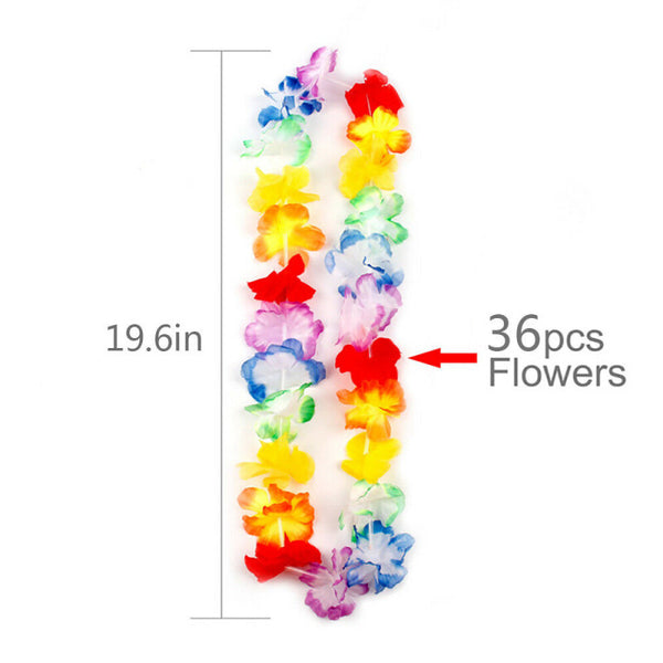 50pcs Hawaiian Flower Garland Lei | Colorful Party Necklace Luau Decoration