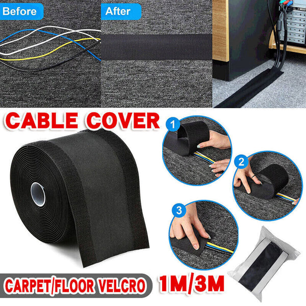 Cable Cover Nylon Sticky Wire Protector Floor Blanket Reusable Cord Tube Cover