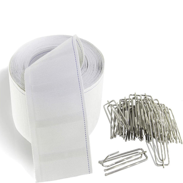 6M Multifunction Curtain Heading Pleat Tape for Home Sewing Curtain +15 x Hooks