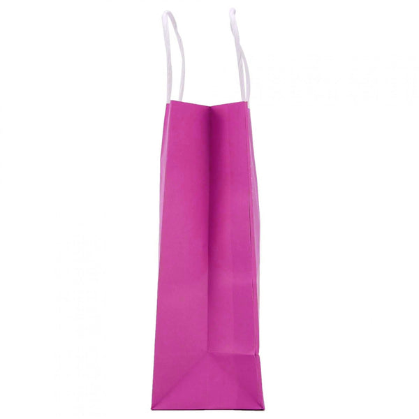 100PCS Hot Pink Kraft Paper Bags with Handles Gift Shopping Carry Bags