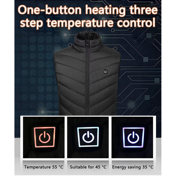 Unisex Thermal Warm Winter Body Warmer Heated Vest USB Electric Jacket Heat Pad