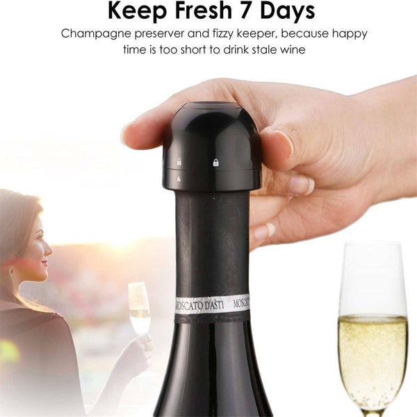 2x Silicone Sealed Champagne Stopper Red Wine Bottle Preserver Vacuum Plug Tools