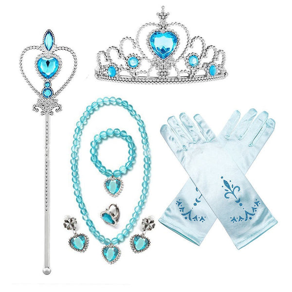 Kids Ice Princess Dress Costume Girls Fairy Tale Ball Gown Wig Book Week Party