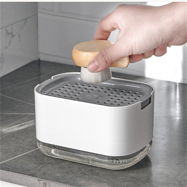 300ml Soap Dispenser with Sponge Holder | Kitchen Countertop Dishwashing Pump
