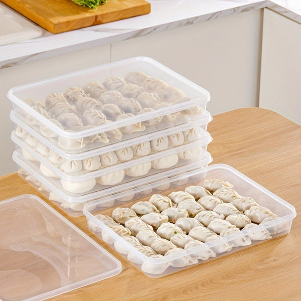 2 Pack Fridge Dumpling Storage Boxes with Lids – Sealed Rectangular Food Containers for Freezer and Refrigerator