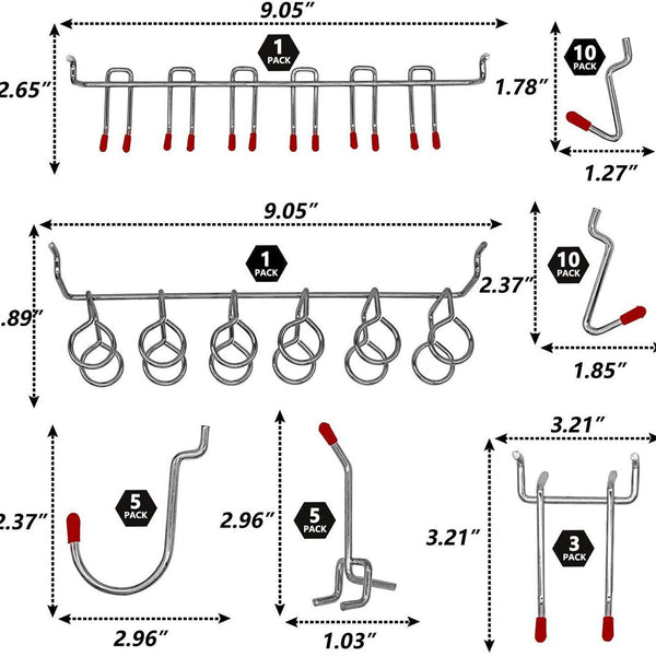 114PCS Pegboard Hooks Set Bins Peg Board Wall Hanger Garage Organizer Workshop