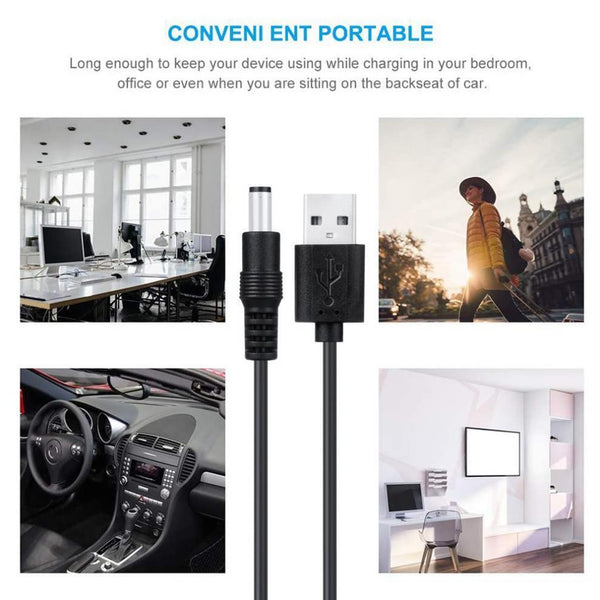 20Tips Universal USB to DC Power Adapter Cable Charger 5.5 mm/2.1 mm Barrel Jack