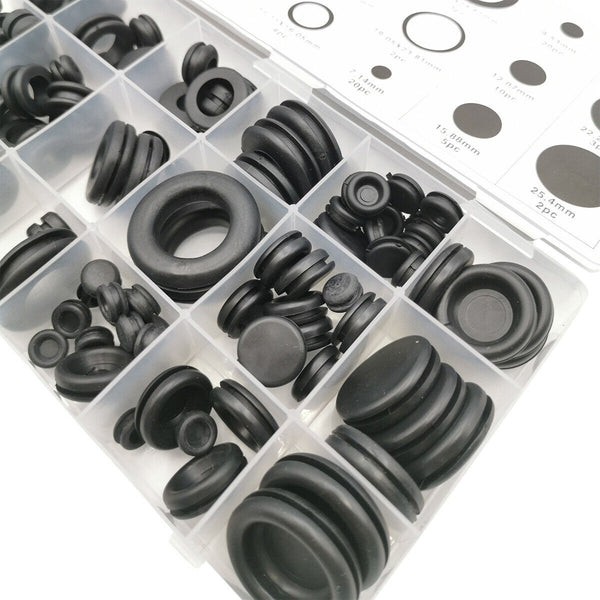 125PCS Rubber Grommet Assortment Set Fastener Kit Blanking 18 Popular Sizes NEW