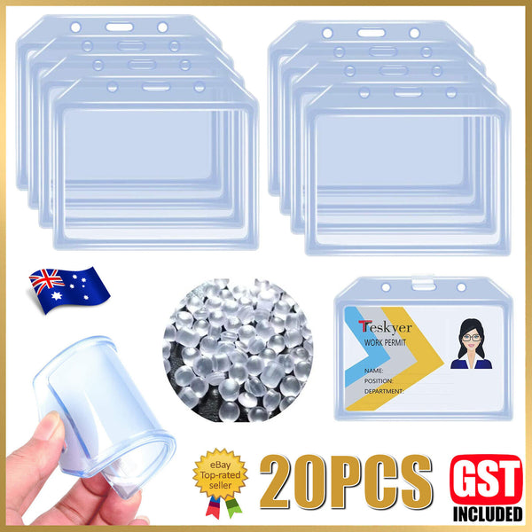 20Pcs Clear Silicone ID Badge Holder Name Tag Vertical ID Card Holders Level New