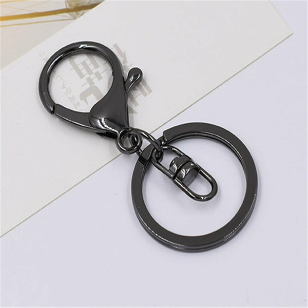 30x Lobster Clasps Keyrings Metal Black Swivel Ssplit Key Chain Keyring 70mm NEW