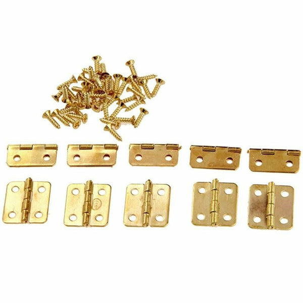 50/100pcs Small Mini Decorative Jewelry Cigar Box Hinges Brushed Brass+Nails AU