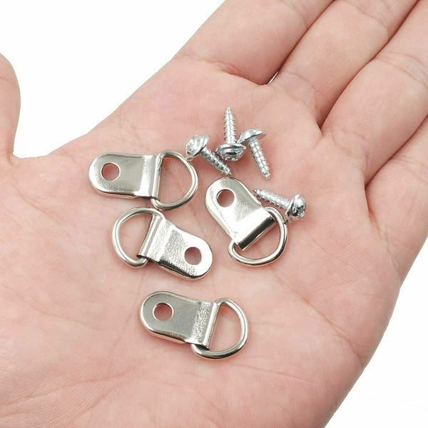 1/2Set Picture Hangers Hooks 30M Wire Photo Frame Hanging D Ring Stainless Steel