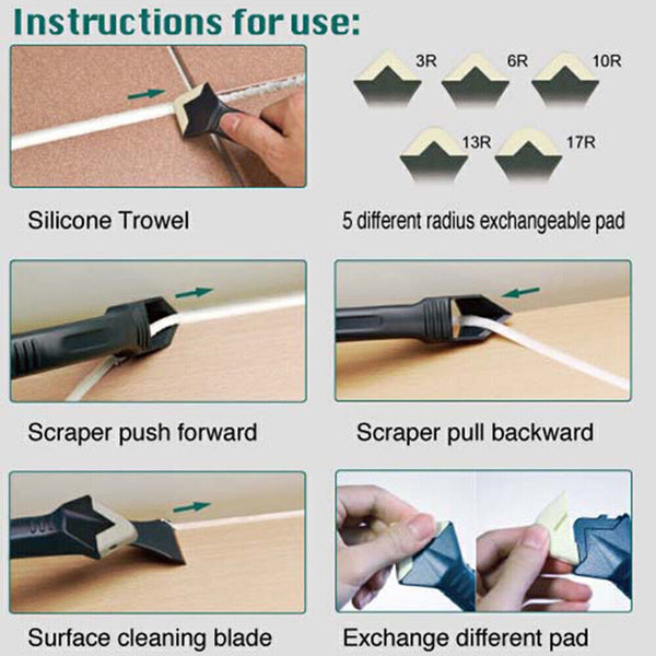 3 in 1 Replace Caulking Removal Scraper Tool Kit Silicone Sealant