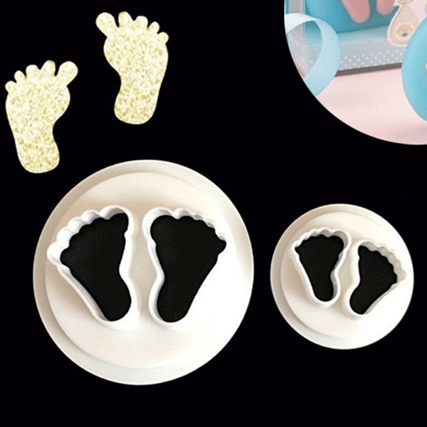 2PCS Newborn Mould Mold Cake Fondant Cutter Decoration Hot Baby Feet Sugarcraft