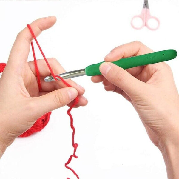 59PCS Beginner Crochet Hooks Kit 5 Roll Yarn Knitting Needles Sewing Set 2Color