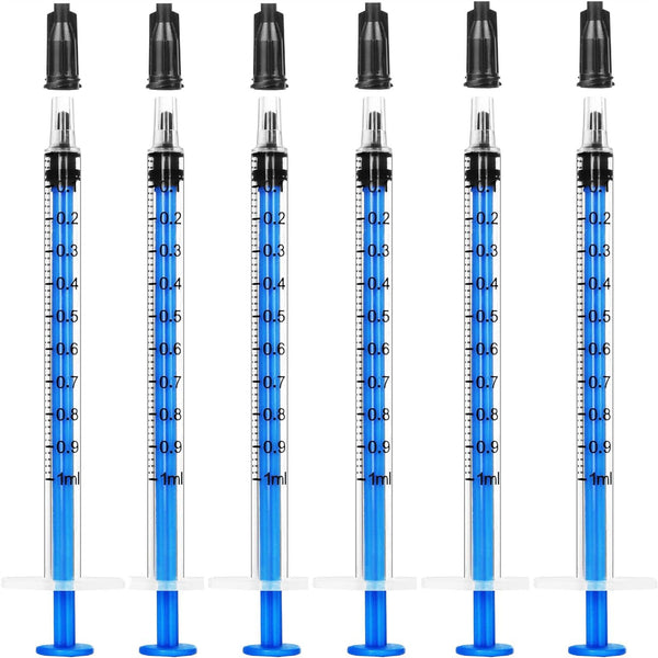 50X 1ml Syringe with Caps Feed Pets Oral Oil Glue Applicator Hydroponics Syringe